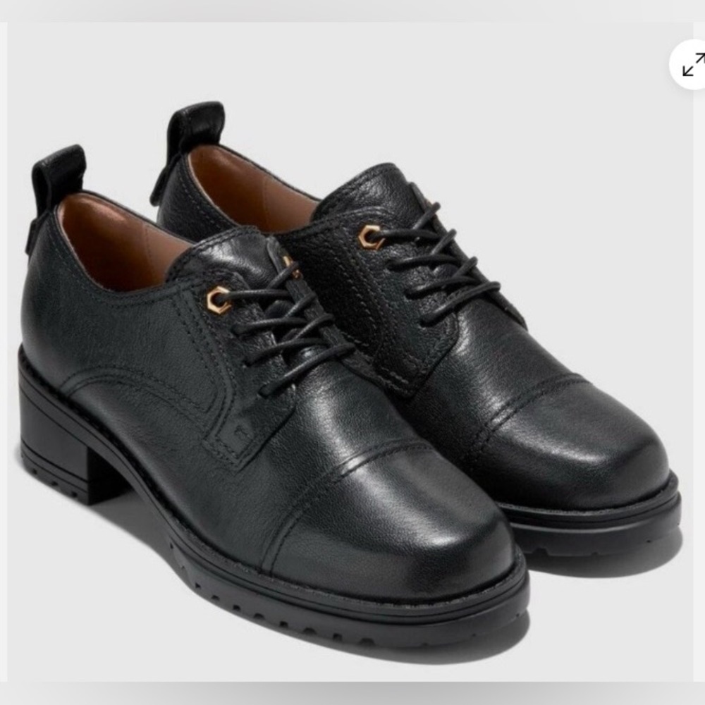 Cole Haan Women's Camea Heritage Oxford Black Leather Shoes - Size 7.5 (W27920)